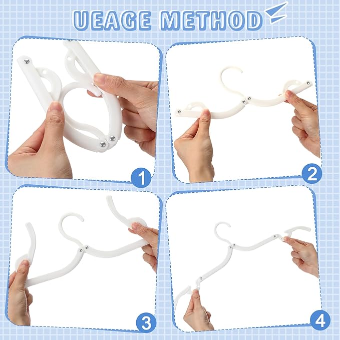 Sieral 40 Pcs Foldable Travel Hangers Plastic Portable Folding Clothes Hangers Cruise Ship Essentials for Travel Cruises Suitcase Dormitory School Hotel Women Laundry Coat Bag Drying (White)