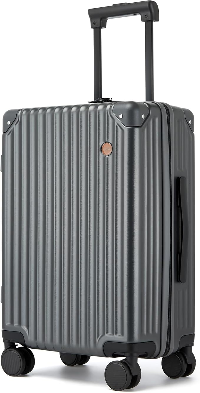 20 Inch Carry On Luggage,22x14x9 Airline Approved Hardside Suitcase with 8 Spinner Wheels and TSA Lock, Lightweight PC+ABS Hard Shell Travel Luggage for Men and Women (Grey)