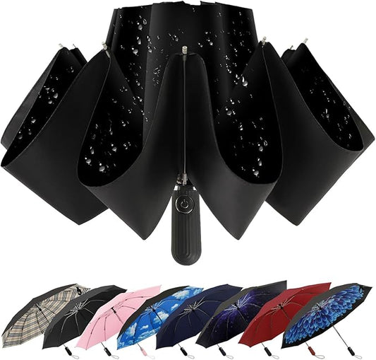 ZDSSM Compact Inverted Travel Umbrella, Automatic Open Close, 9-Rib 46 Inch Windproof Umbrella, Waterproof UPF 50+, Portable Umbrellas for Men, Women, Travel, and Daily Use
