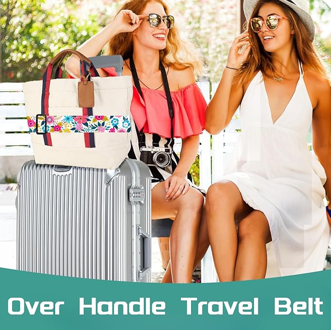Slohif Luggage Straps for Suitcases Travel Belt Accessories Luggage Connector Identifiers 2 Pack Over Handle with Buckle Unique Nylon Adjustable Strap for Sleeping Bag Car Seat Vector Floral