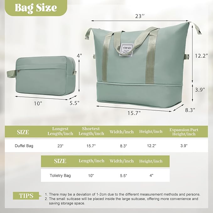 Merax Luggage Set 6 Piece,Lightweight Hardshell Suitcase with Double Spinner Wheels Handle Password Lock,14 IN Cosmetic Case 20/24/28 IN Luggages with Duffel Bag and Toiletry Bag,Light Green