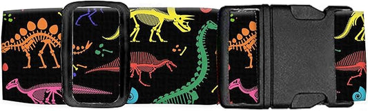 Luggage Straps for Suitcases Travel Belt Accessories, Cute Suitcase Strap, Adjustable Luggage Belt Strap, Heavy Duty with Quick-Release Buckle Luggage Strap Cute Colorful Dinosaurs