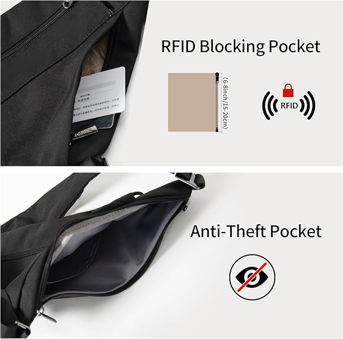OSOCE Crossbody Sling Bag, Water-Resistant Anti Theft Chest Pack, Minimalist Commuter Daypack for Travel Hiking Work