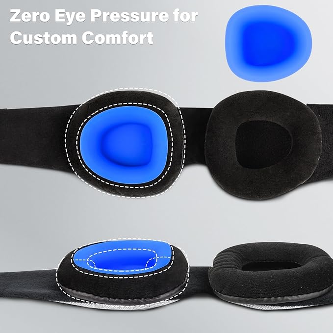 Sleep Mask for Dry Eyes, 2026 Upgraded Moisture Chamber Goggles, 100% Blackout Hydrating Sleep Goggles, Adjustable Strap, Soft Reusable Eye Mask for Sleeping & Travel – Grayish White