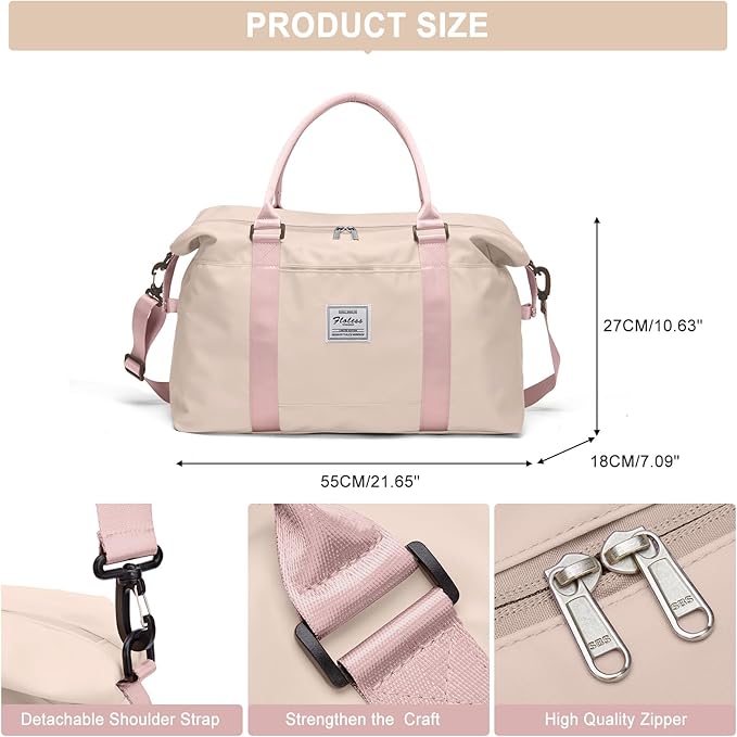 HYC00 Travel Duffel Bag,Carry-on Overnight Weekender Bags for Women,Sports Tote Gym Bag with Wet Pocket
