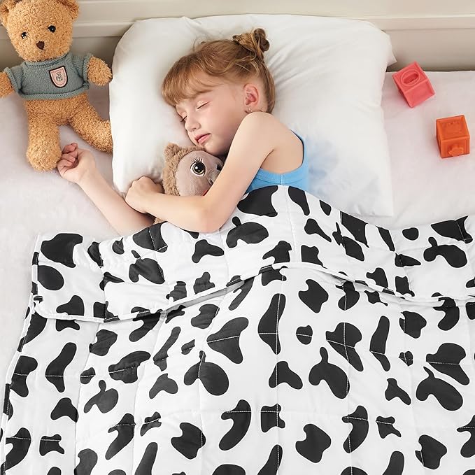 yescool Cow Print Weighted Blanket 5 Pounds Cooling Weighted Lap Blanket, Heavy Blankets, Comfortable Weighted Throw Blanket Gifts for 40-60lbs, 36"x48"