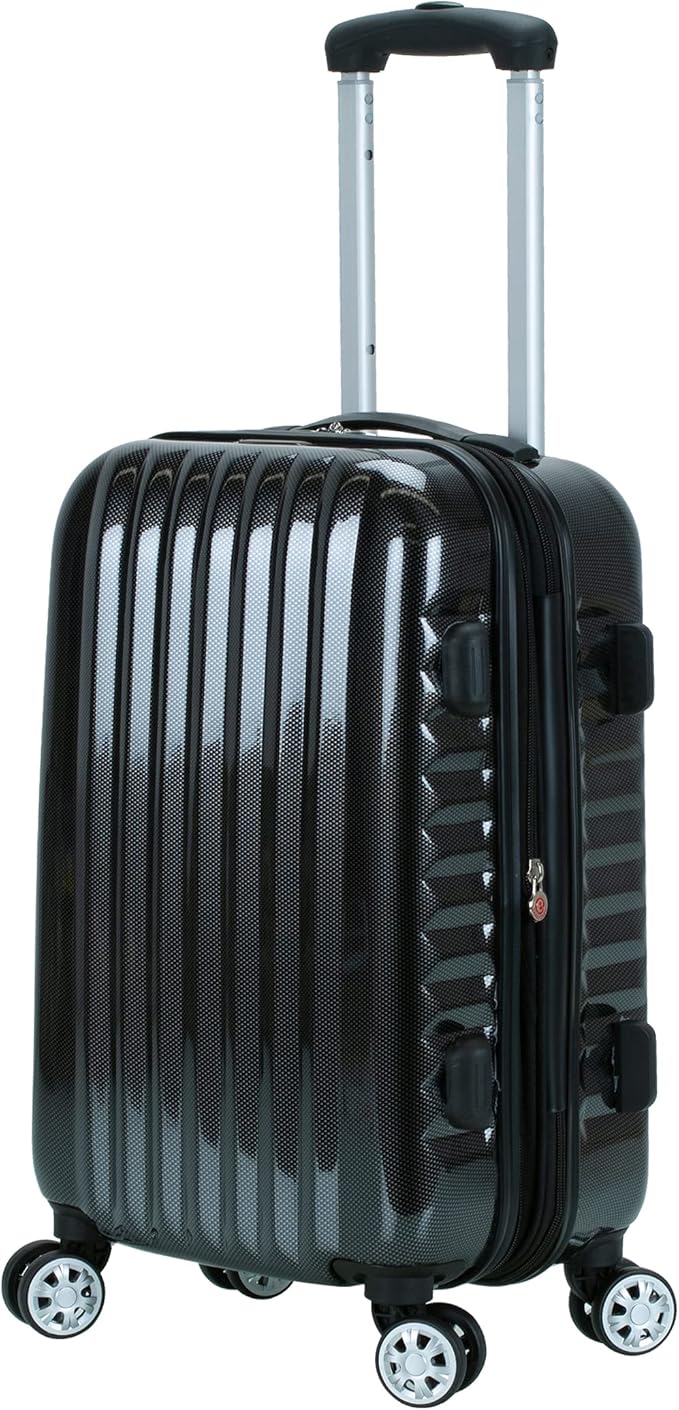 Rockland Melbourne Hardside Expandable Spinner Wheel Luggage, Carbon, Carry-On 20-Inch