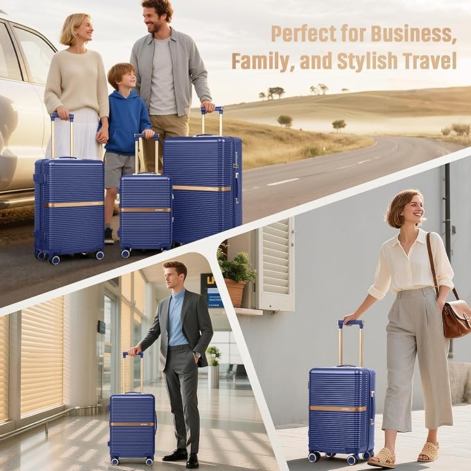 Joyway Lightweight Carry-On Luggage 20 Inch with Spinner Wheels, TSA Lock, Durable ABS Hardshell Suitcase for Business & Travel (Dark Blue, 20 Inch)