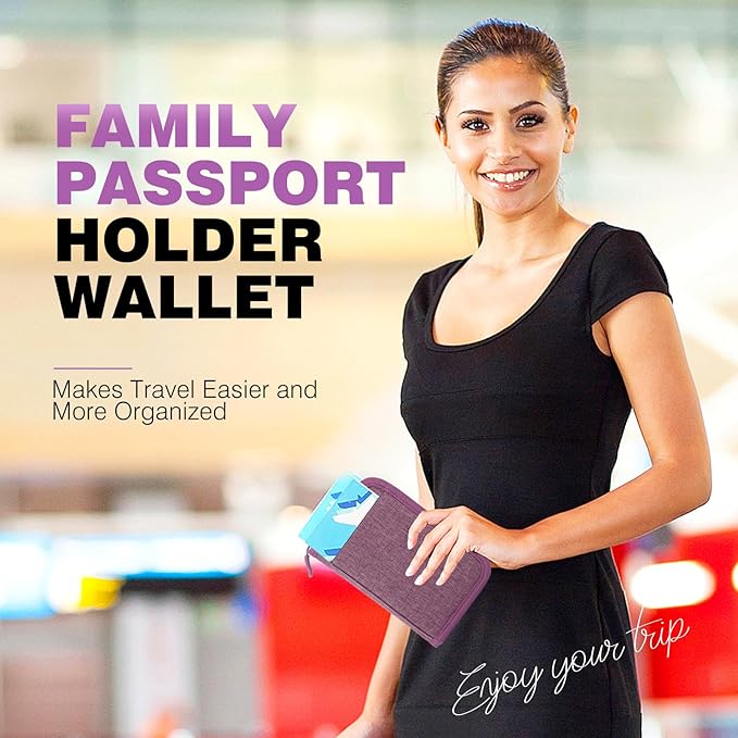 Single Passport Holder for Travel, RFID Travel Document Organizer for Women Waterproof Passport Wallet Men Portable Case for Cards, Boarding Pass, ID, Money, Tickets with Zipper