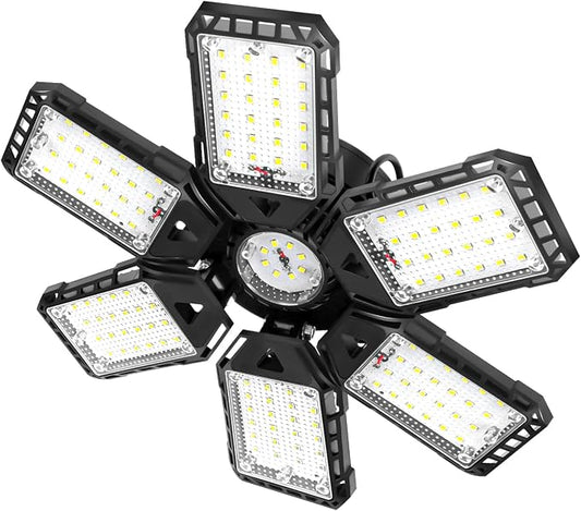 Aoretic LED Garage Lights for Garage LED Bay Lighting, E26/E27, 1 Pack | 6+1 Deformable Panels, Shop Barn Light Garage Ceiling Lights Bulb for Basement Warehouse Shop, 180W, 18000LM 6500K