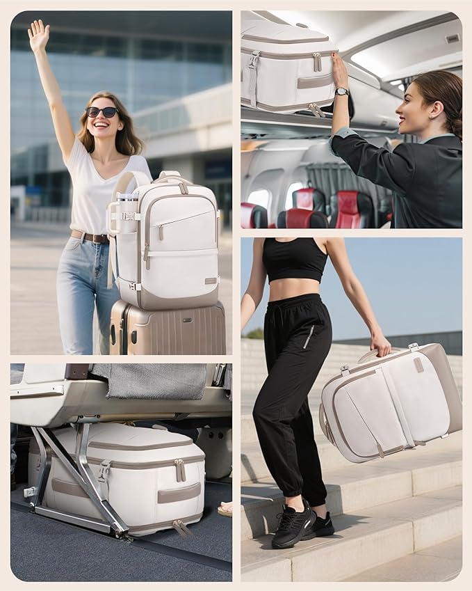 LOVEVOOK Travel Backpack for Women & Men, 40L Carry on Backpack Airline Approved, Large TSA Personal Item Travel Bag fits 17.3" Laptop, Business Weekender Bag for Essentials, 4Pcs
