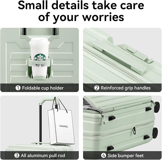 ROAMING Grace Expandable Carry On Luggage Airline Approved, 20 Inch Hardside Carry On Suitcase with Wheels, Travel Harshell Spinner Small Luggage with Tsa Lock, Jade cyan, 20-Inch Carry-On