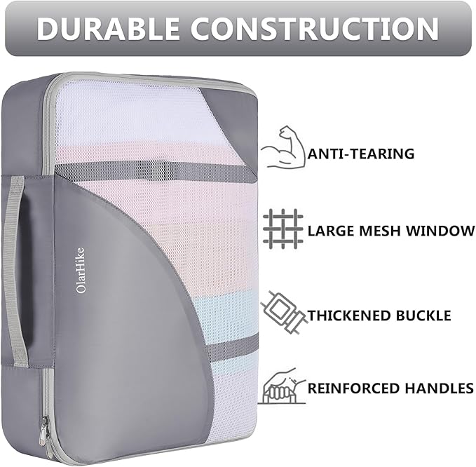8 Set Packing Cubes for Travel, Gifts for Women Mom,Anti-Tearing Suitcase Organizer for Luggage with Shoe & Hanging Toiletry Bag,OlarHike Vacation Essentials & Accessories for Cruise Ship