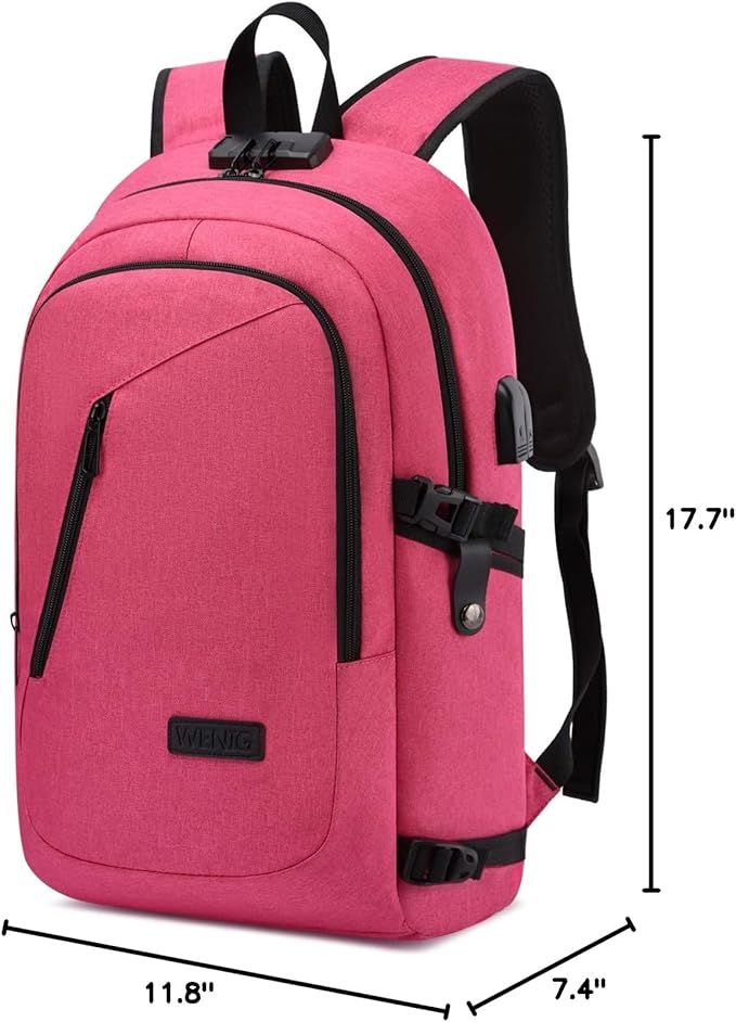 WENIG Business Laptop Backpack Anti-Theft Backpack with USB Charging Port and Lock Computer Backpacks for Women Men Fit 15.6 Inch Laptops, Casual Hiking Travel Daypack