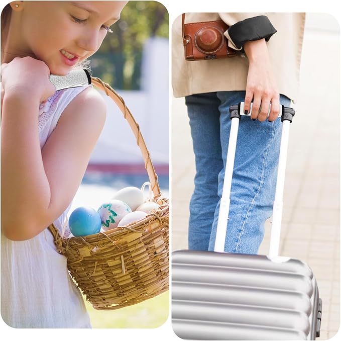 2 Pack Luggage Handle Wraps for Suitcase Bright Color Luggage Handle Covers Suitcase Tags identifiers Travel Accessories for Airplane/Flying (White)