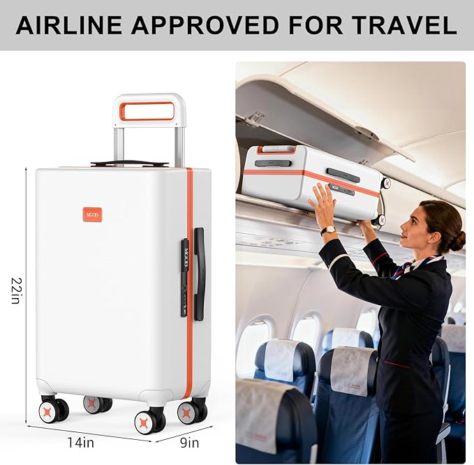 20 Inch Carry-on Luggage Zipperless for Women, Hardside Rolling Suitcase with Spinner Wheels & TSA Lock,PC Lightweight Carry on Luggage Airline Approved 22x14x9 Hard Shell