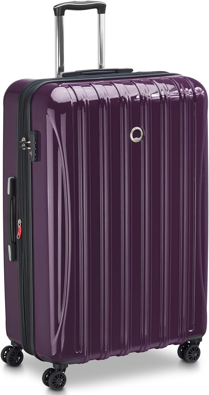 DELSEY PARIS Helium Aero Hardside Expandable Luggage with Spinner Wheels, Plum, Checked-Large 28 Inch