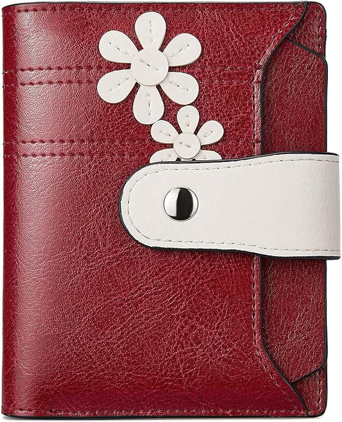 BOSTANTEN Women Leather Wallet RFID Blocking Small Bifold Zipper Pocket Wallet Card Case Purse with ID Window