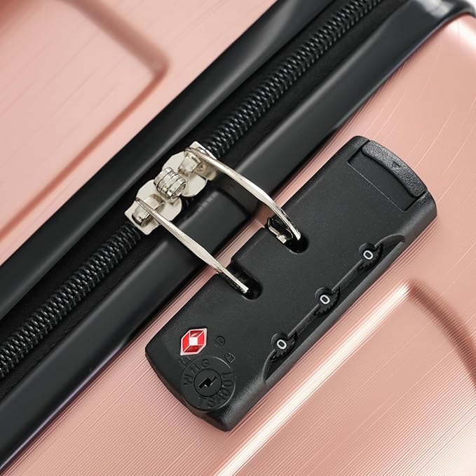28 Inch Checked-Large Luggage, Lightweight ABS Hard Shell Suitcase with Spinner Wheels, Expandable Travel Luggage with Combination Lock & Side Hooks for Men Women (Rose Pink, 20)