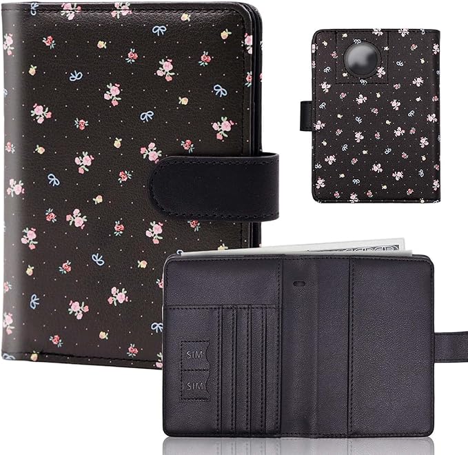 Melsbrinna Rfid Passport Holder for Travel women/Men, Cute Passport Wallet Rfid Blocking Card Slots, Rfid Passport Cover/CaseTravel Wallet, Passport Book Holder (1, floral black a)