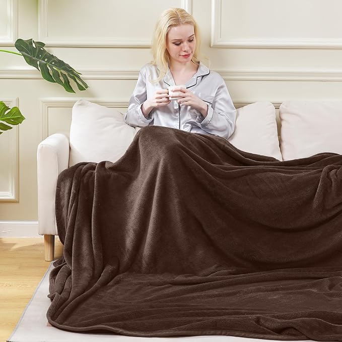 HOZY Soft Blanket Travel Size Fleece Warm Fuzzy Throw Blankets for The Bed Sofa Lightweight 350GSM Travel 50"*61"