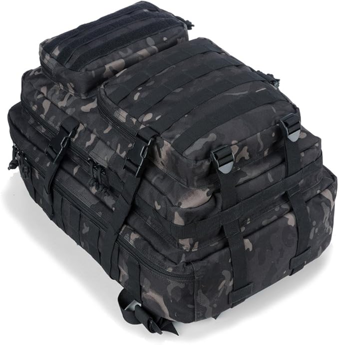 REEBOW GEAR Military Tactical Backpack for Men Large Army 3 Day Assault Pack Molle Bag Backpacks (Camo Black)