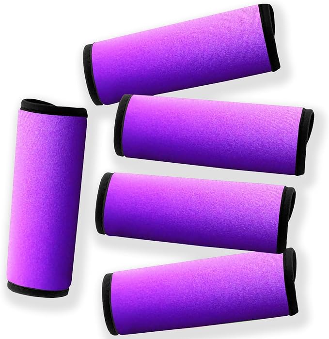 Neoprene Luggage Handle Wrap Fluorescent Colors Luggage Identifiers/Tags/Marker (Purple(5 Pack))