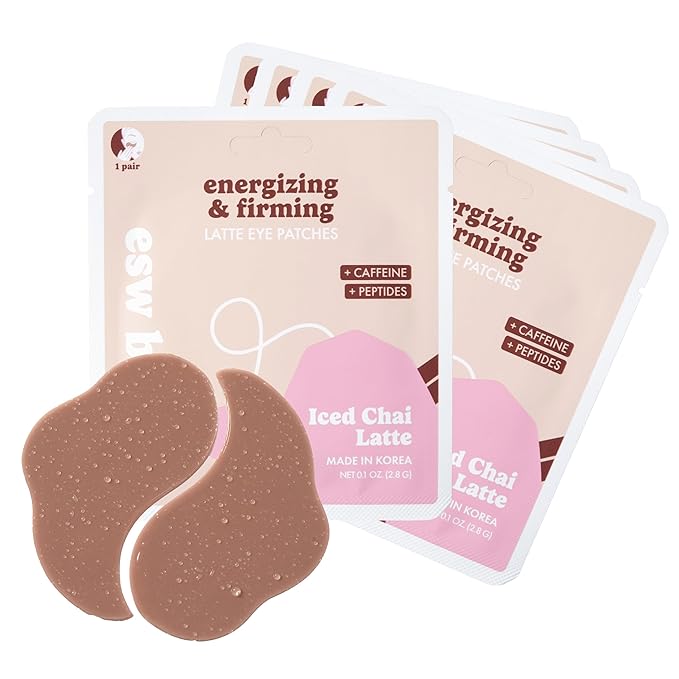 ESW Beauty Iced Chai Latte Under Eye Patches (5-Pack) – Energizing & Firming - Soothing with Chai, Caffeine & Peptides for Tired Under Eyes & Dark Circles
