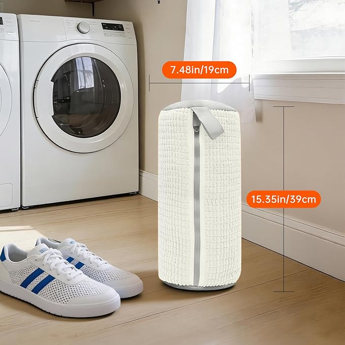 2PCS Shoes Washing Machine Bags, Laundry Shoe Bag for Washer and Dryer, Reusable and Durable Zipper Sneaker Shoe Washing Bag, Tennis Shoes Cleaning Bag for All Shoe Types (Ivory White)