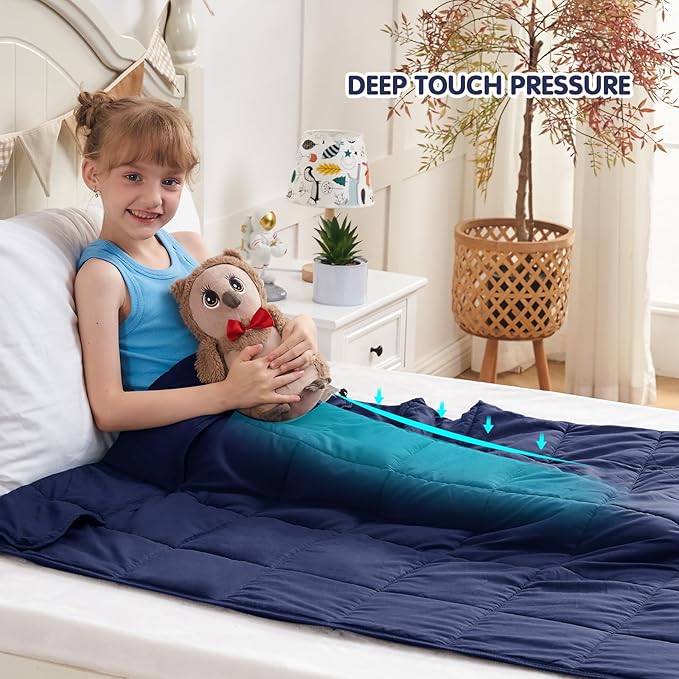 yescool Navy Weighted Blanket 7 Pounds Cooling Weighted Lap Blanket, Heavy Blanket for Sleeping, Weighted Throw Blanket Gifts for 60-80lbs, 40"x60"