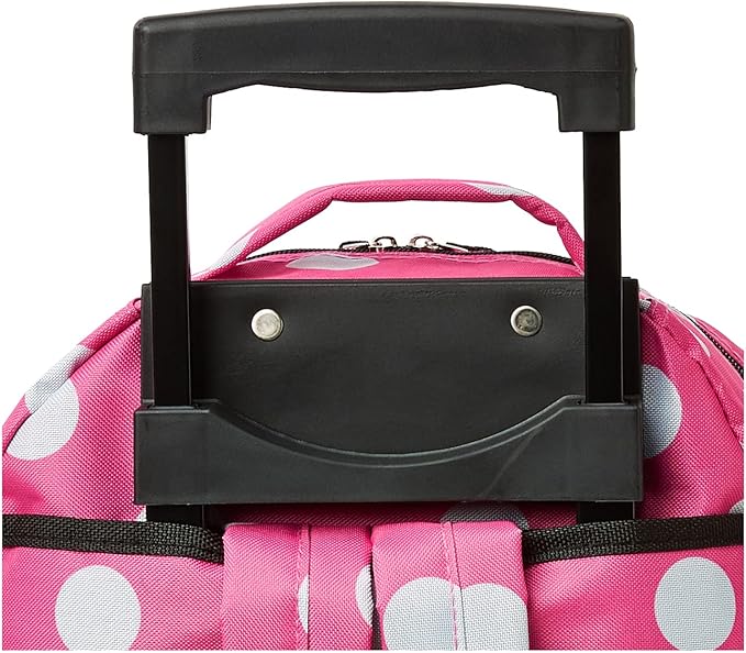 Rockland Double Handle Rolling Backpack, Pink Dots, 17"