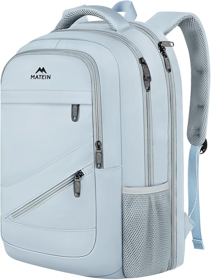 MATEIN Laptop Backpack 17 Inch, Womens Large Work Commute Backpack with Front Pocket, Water Resistant Anti Theft Computer Bag for Students, Travel Daypack with Luggage Strap, Haze Blue