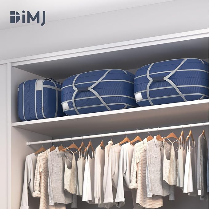 DIMJ Compression Moving Bags - Extra Large Heavy Duty Comforter Storage Bag with Window, Packing Totes with Strong Handles & Zipper, Space Saving Box Containers for Blanket, Clothes, Bedding, 2 Pack