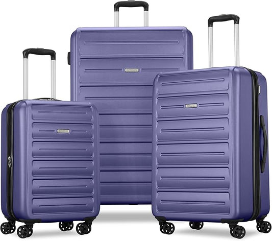 American Tourister Westridge Hardshell Luggage Set - 3 Piece Set - 20" Carry-On, 24” & 28” Checked Luggage Set with 360° Spinner Wheels - Expandable Suitcases for Extended Travel - Dusk Purple