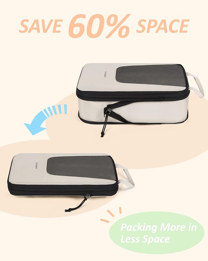 BAGSMART Compression Packing Cubes for Travel, 6/5/4set Lightweight Packing Organizers, Summer Travel Essentials Suitcase Organizer Bags Set