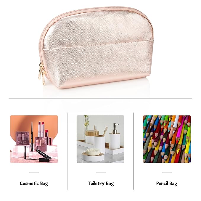 Ethereal Large Cosmetic Bag, Rose Gold Travel Makeup Bag Waterproof Makeup Organizer Bag Portable Makeup Bag Purse Small Toiletry Bag for Women