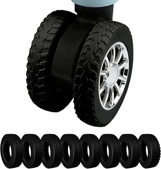 8Pcs Luggage Wheel Covers,Silicone Suitcase Cover for 2-2.4'' Spinner Wheel, Carry On Luggage Wheels Protector,Upgrade Suitcase Wheels Protective,Essential Travel Accessories (Black)