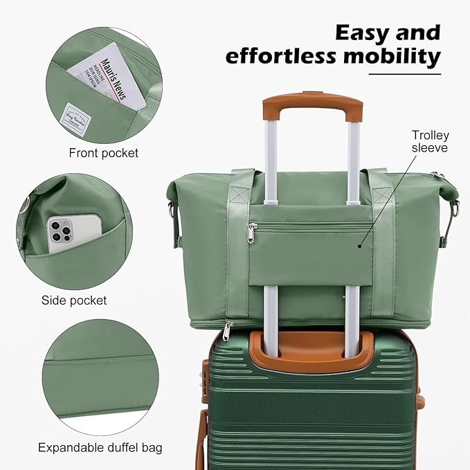 LONG VACATION 3 Piece Carry On Luggage 20 Inch Suitcase with Spinner Wheels, ABS+PC Hardshell Suitcase set with TSA Lock & YKK Zipper