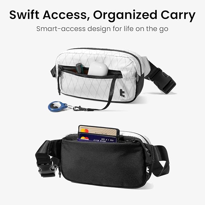 tomtoc 1.5L X-Pac Sling Bag with RFID Blocking, Crossbody Bag Minimalist Chest Shoulder Pack for Men/Women, Water-resistant Lightweight Casual Funny Pack for Travel, Daily Commute
