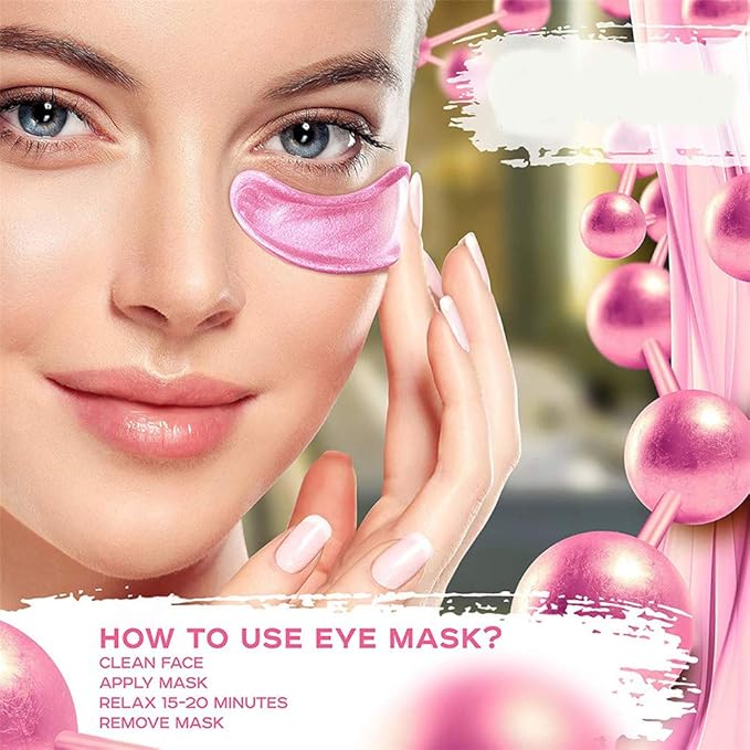 Adofect 30 Pairs Pink Collagen Under Eye Mask Anti-Aging Hyaluronic Acid Eye Patches for Moisturizing & Reducing Dark Circles, Luxury Gift for Women and Men, Pink