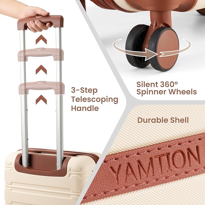 YAMTION Luggage Sets 6 Piece,Hardside 20In Suitcase with Spinner Wheels,TSA Lock,Carry On Suitcase Travel Essentials for Personal Items