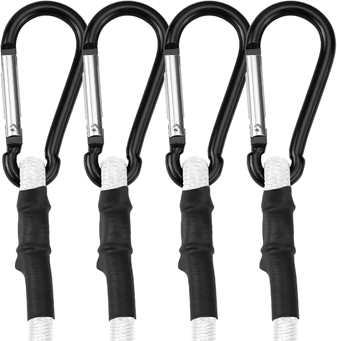 WORKPRO 24 Inch Bungee Cords with Hooks, 4 Pack Superior Rubber Heavy Duty Bungee Straps Strong Elastic Rope for Outdoor Tent, Luggage Rack, Camping, Cargo, RV, Bike, Transporting, Storage, White