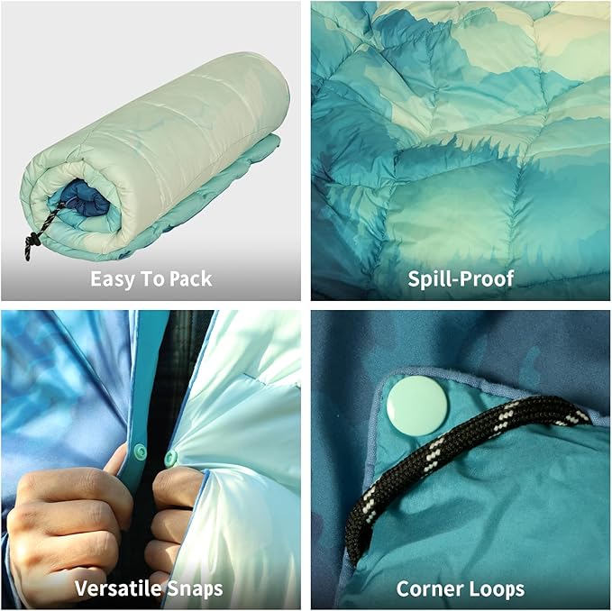 Camping Blanket, Puffy Blankets Lightweight Windproof Resistant for Outdoors,Hiking, Backpacking,Car,Picnic,Stadium