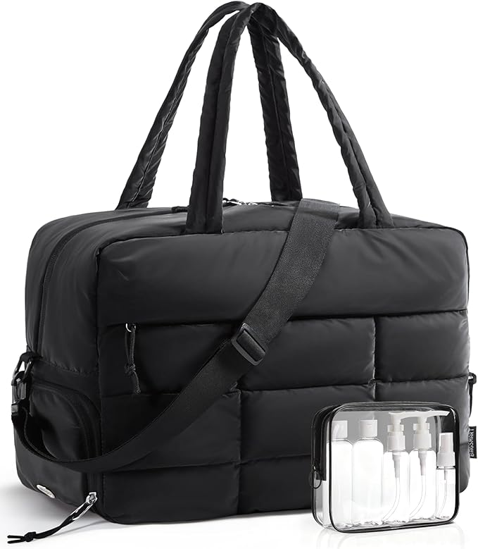 BAGSMART Gym Bag for Women, Carry on Travel Duffel Bag, Water-resistant Weekender with Shoe Compartment for Gym Travel Work, Classic, Large