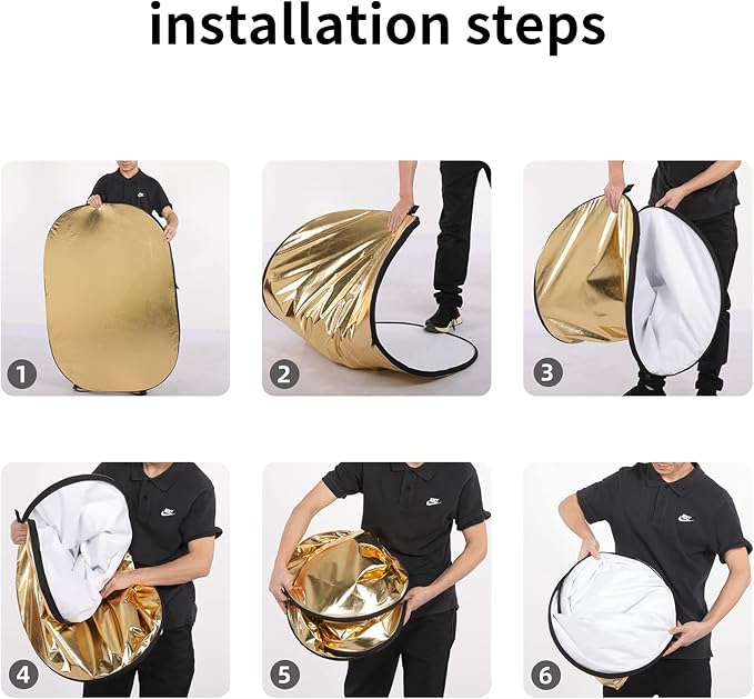 Godox 40"x60"/100x150cm Collapsible Oval Photography Light Reflector | 5-in-1 Multi-Disc Foldable Diffuser with Carrying Bag - Gold, Silver, Black, White, Translucent for Studio & Outdoor Lighting