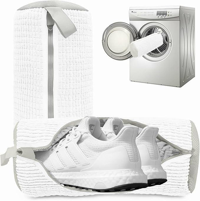 2PCS Shoes Washing Machine Bags, Laundry Shoe Bag for Washer and Dryer, Reusable and Durable Zipper Sneaker Shoe Washing Bag, Tennis Shoes Cleaning Bag for All Shoe Types (Pure white)