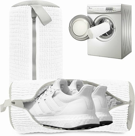 2PCS Shoes Washing Machine Bags, Laundry Shoe Bag for Washer and Dryer, Reusable and Durable Zipper Sneaker Shoe Washing Bag, Tennis Shoes Cleaning Bag for All Shoe Types (Pure white)