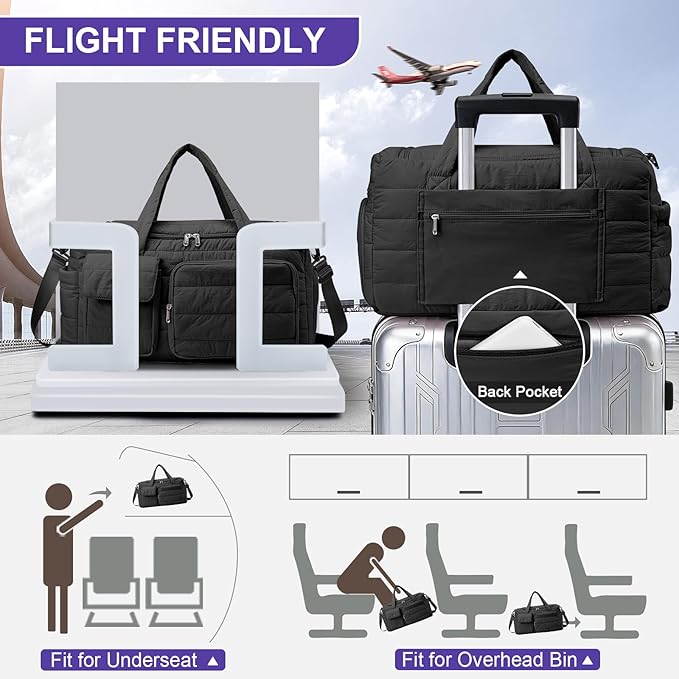Small Gym Bag for Women, Travel Duffle Bag Carry On Weekender Bag with Shoe Compartment