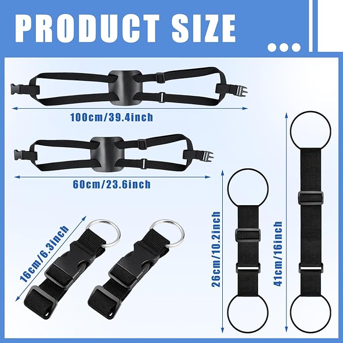 Sadnyy 6 Pack Luggage Straps for Suitcases, Adjustable Travel Belt to Add a Bag, Suitcase Connector Straps for Carry on Luggage Bungee Elastic Travel Accessories with Backpack Attachment (Novel Style)