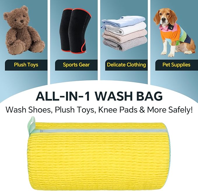 Shoe Washing Machine Bag: 2 Pack Reusable Shoes Cleaning Bags, Heavy Duty Shoe Laundry Bag for Washer & Dryer, 360° Deep Clean for Sneakers Tennis Shoes